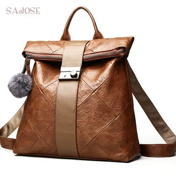 

Women PU Leather Backpack Female Fashion School Bag Women's Shoulder Bag High Quality Lady Vintage Brown Backpacks Drop Shipping