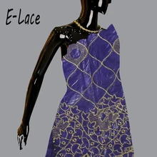 2017 High quality lace 5yards african raw silk george lace fabric indian george wrappers for women wedding dress