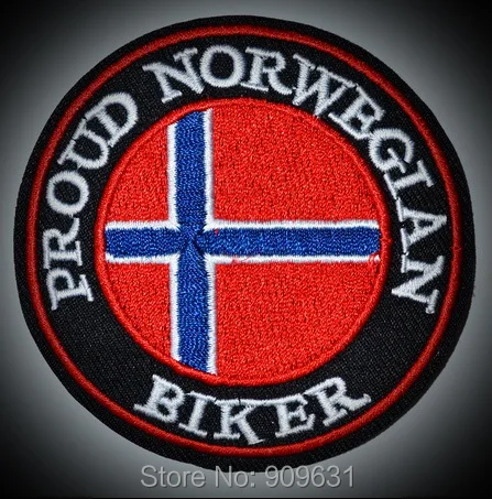 

Hot Sale ! PROUD NORWEGIAN BIKER NORWAY FLAG MOTORCYCLE EMBLEM Iron On patch