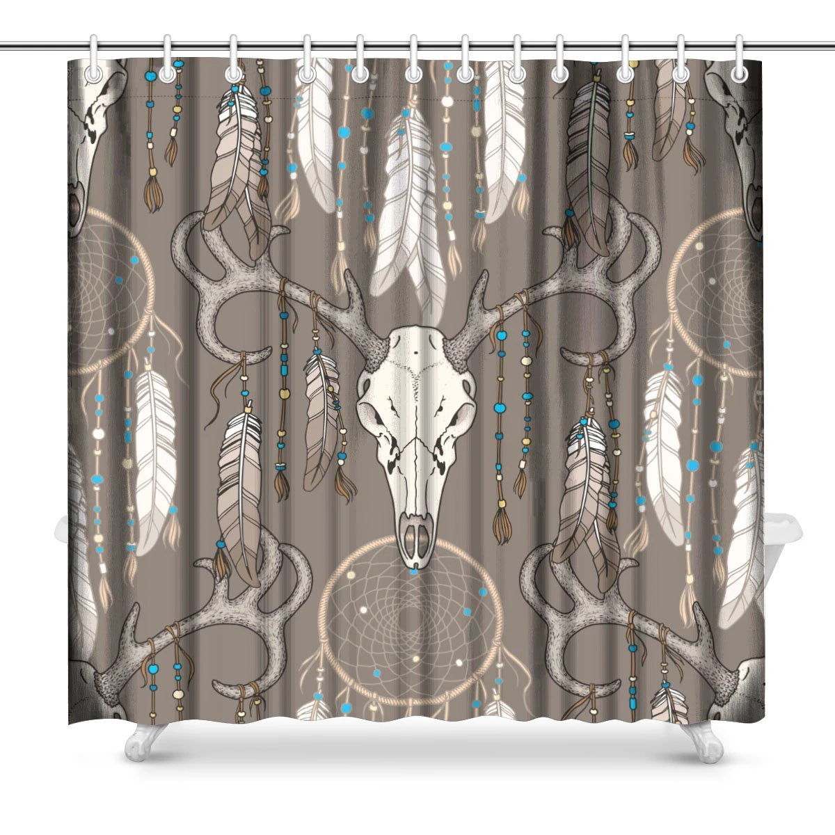 Deer Skull With Dream Catcher Fabric Bathroom Shower Curtain Decor Set With Hooks Shower Curtain Skull Curtain Skulldeer Bathroom Decor Aliexpress