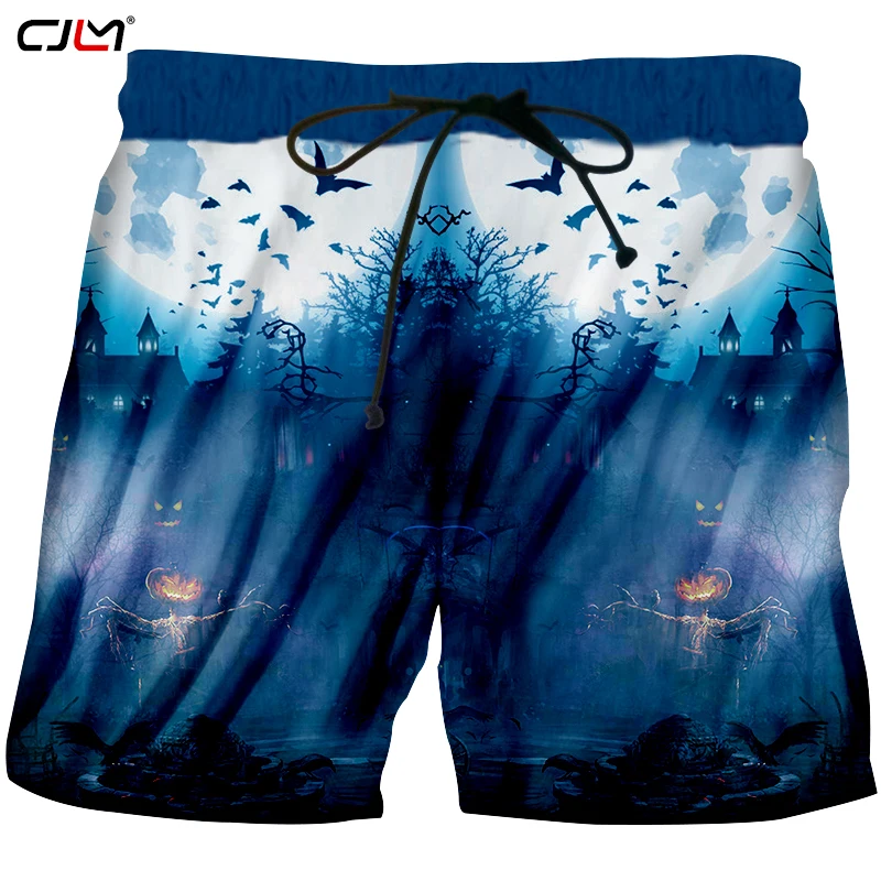 CJLM Хэллоуин готический мужские шорты 3D Тыква печатных пусковой мужской синий шорты прямые продажи