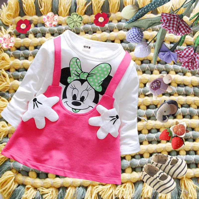 

Jargazol Toddler Girl Dresses Cartoon Bow Tie Minnie Printed Long Sleeve Princess Dress Little Girls Costume Kids Clothes 2019
