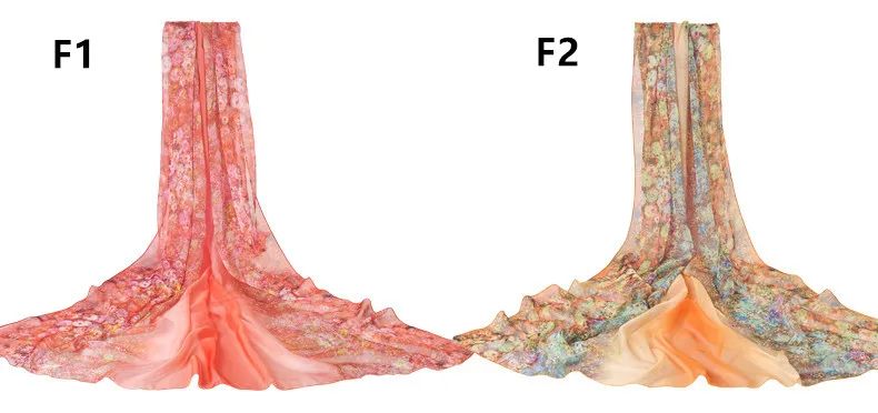 190*125 см, Летний Шелковый шарф с принтом, большой шифоновый шарф для женщин, парео, Пляжная накидка, Солнцезащитная Длинная женская накидка