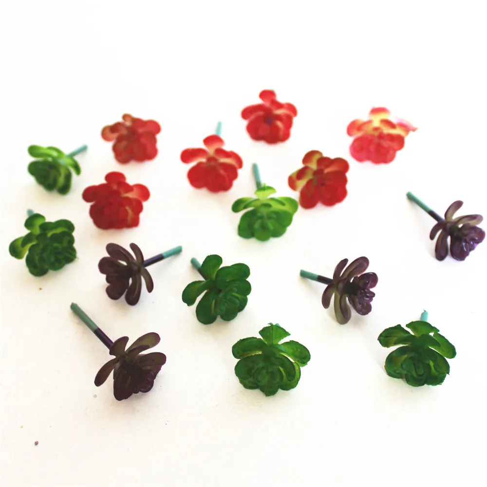 

Mini Plastic Artificial Succulents 15Pcs/Lot Fake Flower Plants Landscape Garden Decor Small Greenery Lotus 1.57x0.78inch