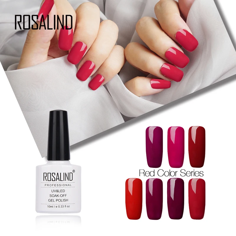 Гель лак Rosalind 1S 10 мл УФ светодиодный для ногтей красный серый цвет дизайна