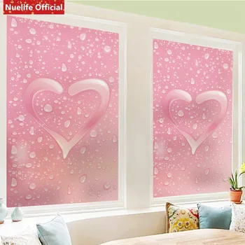 

Custom pink love electrostatic frosted glass film kids room wedding room living room bedroom sliding door pvc window film