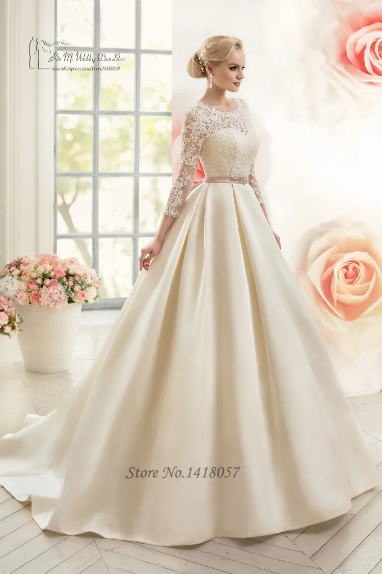 Vestido де Noiva манга лонго 2016 старинные свадебное платье кружева невесты платья принцессы с длинным рукавом свадебные платья с плеча