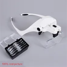 Óculos de leitura com 5 lentes ajustáveis, lupa, led x 1.5x 2.0x 2.5x 3.0x
