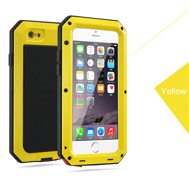 Ударопрочный противоударный чехол Doom для iPhone X Xs Max Xr 6 S 6 S 7 8 Plus, металлический алюминиевый силиконовый чехол - Цвет: Цвет: желтый