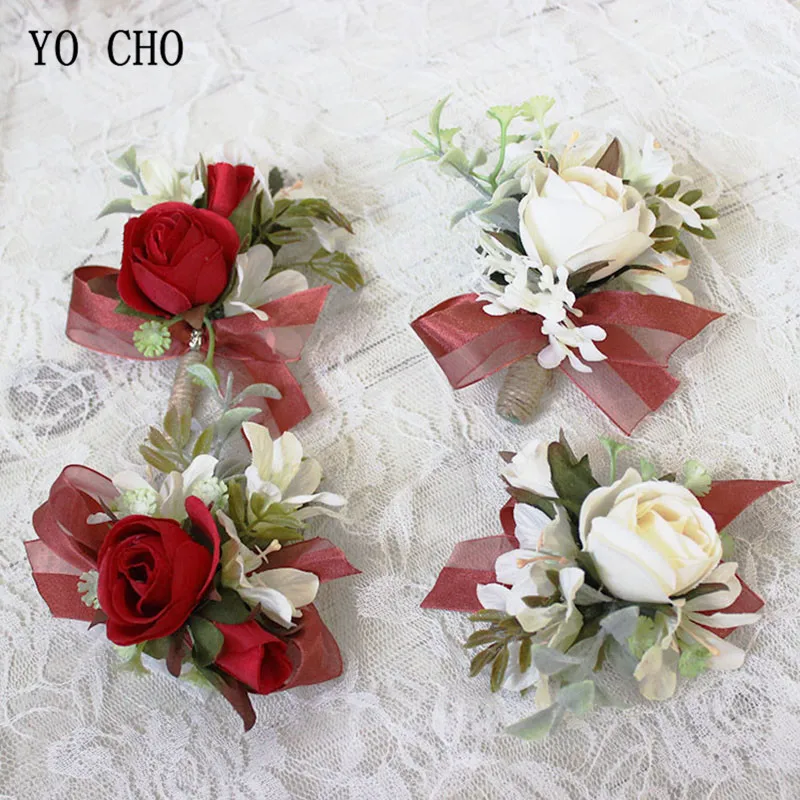 red rose wedding wrist corsage boutonniere flowers  (6)