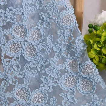 

Fabric embroidered gauze blue flower for Handmade Sewing Material DIY craft skirt dress party wedding birthday decroation