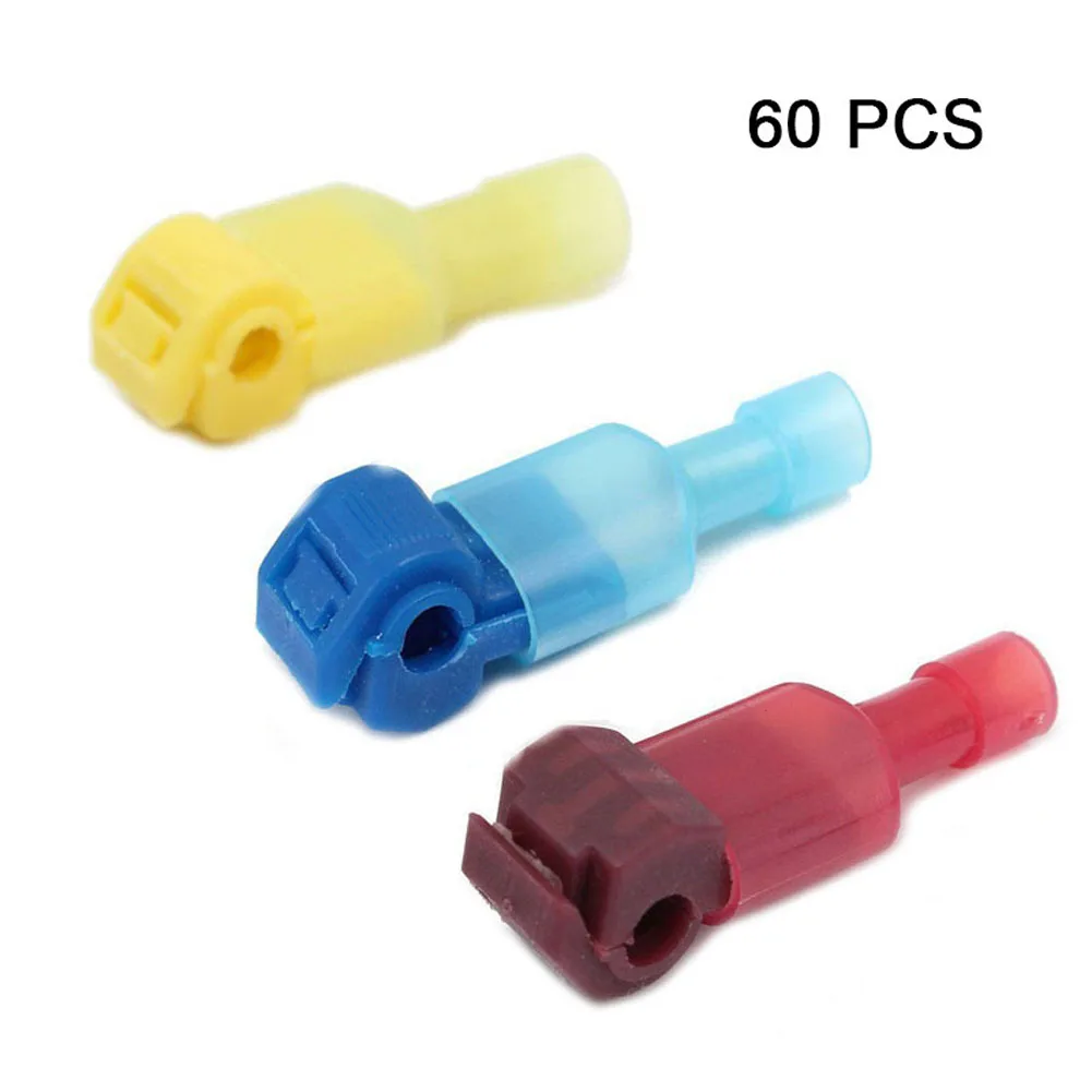60 Pcs Self-Stripping Electrical T-Tap Wire Spade Connector Set Wire Terminals Crimp Assortment Kits JA55