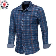 Fredd Marshall, Мужская модная рубашка с принтом, хлопок, повседневная клетчатая рубашка с длинным рукавом, мужская деловая одежда, рубашки, 182