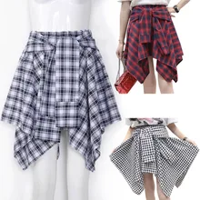 Лучшая Женская мини-юбка в клетку с эластичной резинкой на талии для девочек