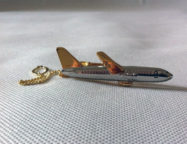 

New Design Men Luxury Golden & Silver Airplane Shape Tie Clips Pilot High Quality Special Personality Plane Stickpin Pins