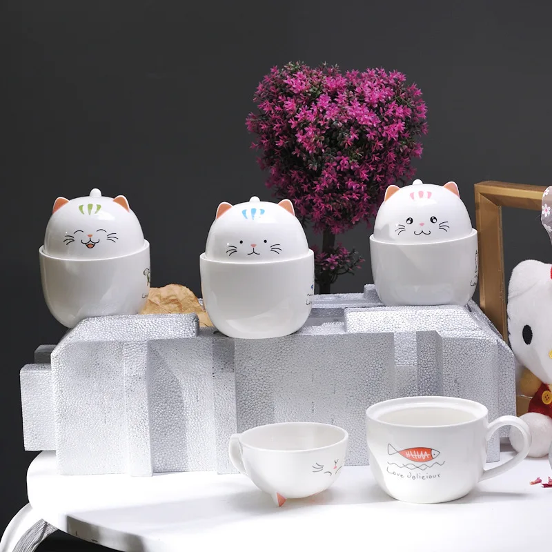 Керамическая чашка с оригинальным изображением милой котенки амфибия 3D крышка в