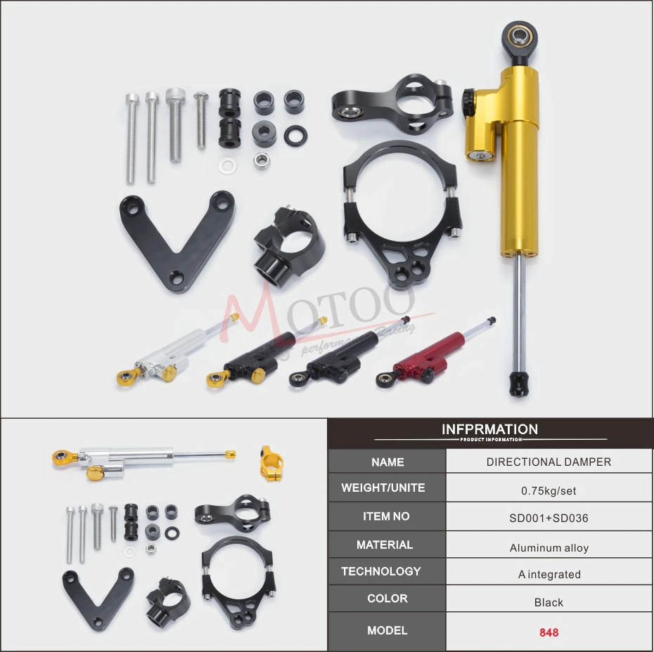 Motoo- Для DUCATI 848 2008 2009 2010 мотоцикл алюминиевый рулевой Стабилизатор демпфер Монтажный кронштейн комплект