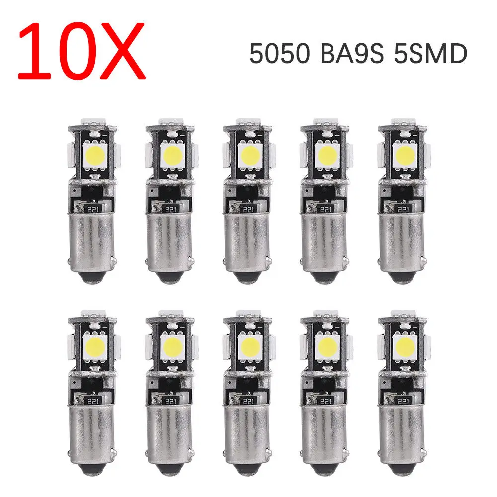 12V 10 шт. 5050 5SMD BA9S T4W H6W светодиодный Canbus Ошибка автомобиля боковой купол светильник белая лампа сигнальная лампа