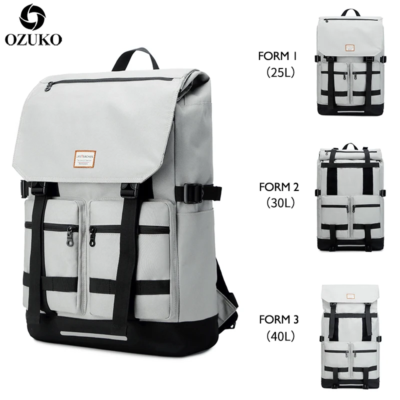 OZUKO, новинка, мужской рюкзак для путешествий, 40л, большая вместительность, для подростков, для мужчин, Mochila, рюкзаки для ноутбука, сменные формы, многофункциональные школьные сумки