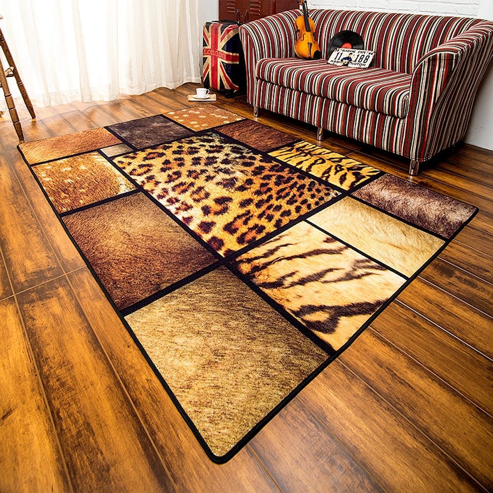 

Modern Fashion Animal Skin Block Pattern Rectangle Carpet Non-Slip Breathable Living Room Bedroom Rug Home Decorator Floor Rug