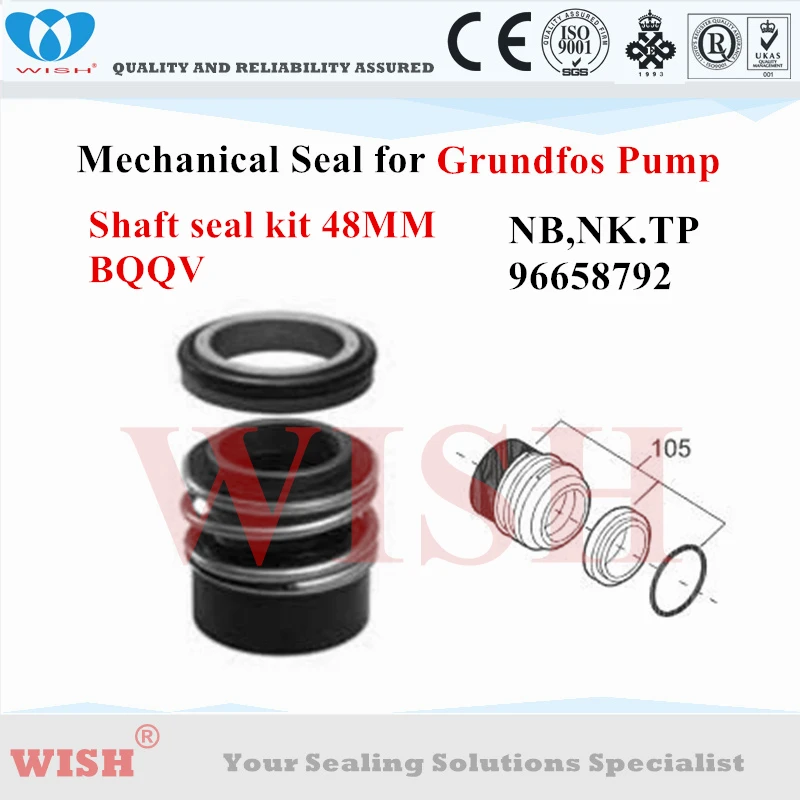 

Grundfos 96658792 BQQV seal kit 48MM shaft for mechanical seal pump Grundfos NB, NK, TP series