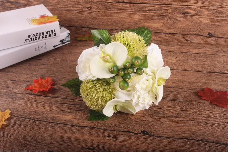 Silk flower wedding bouquet Rose Orchid Berry Artificial flowers fall vivid fake leaf wedding flower bridal bouquets decoration (24)
