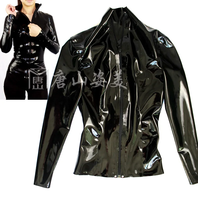 

Sexy Women Latex Tops Front Zip