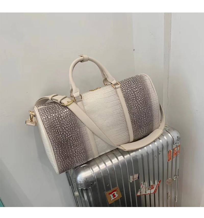 Дорожная сумка из ПУ женские и мужские Компактная сумка для поездки Мода Большой carry на чемодан с узором «крокодиловая кожа» путешествия интернат сумка