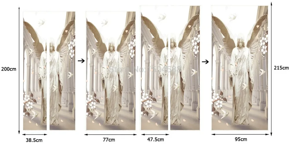 Самоклеящаяся дверная Наклейка 3D стерео резьба по камню крылья голубя ангела обои для гостиной и учебы креативные DIY дверные настенные наклейки s