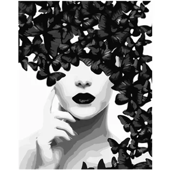 

Painting By Numbers DIY Dropshipping 40x50 50x65cm Black and White Butterfly Figure Canvas Wedding Decoration Art picture Gift