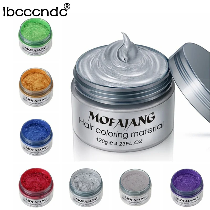 

120g One-time Molding Paste Hair Dye Wax Burgundy Grandma Gray Green Unisex Color Hair Wax Dye Hair Salon