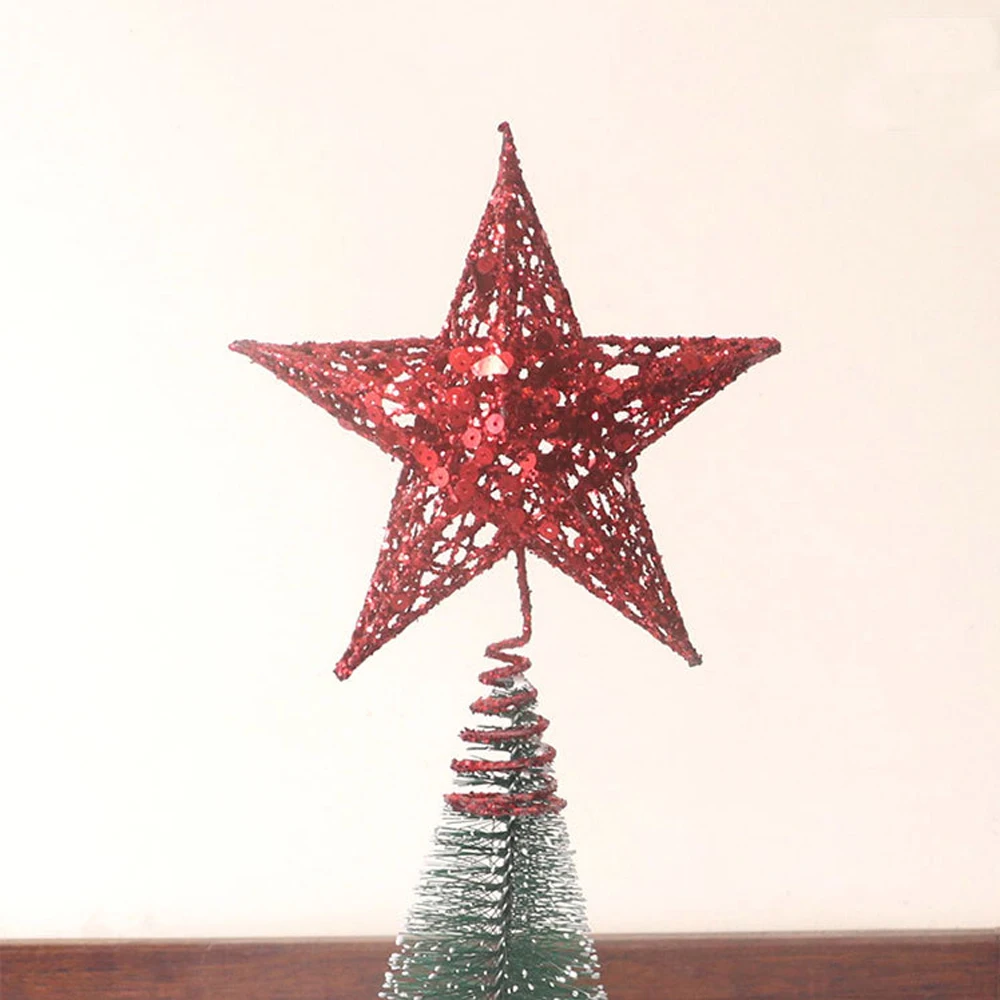 Christmas Tree Topper Glitter Star Home Decor Merry Christmas Sequin Ornaments Tree Topper Colorful Craft Xmas DIY Accessories