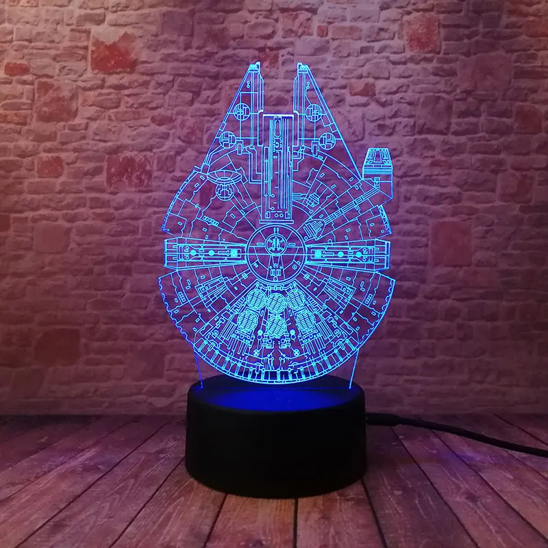 

Star Wars Millennium Falcon model 3D Illusion Led Lamp Colorful Touch Nightlight Lighting Glow in the Dark action & toy figures