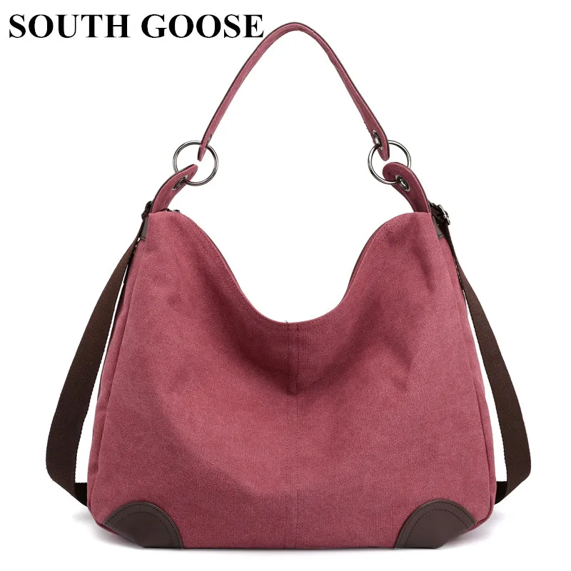 

SOUTH GOOSE 2018 New Fashion Women Canvas Bags High Quality Female Handbags Women Casual Shoulder Bags Solid Crossbody Bags