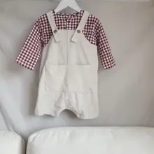 Летние вельветовые Комбинезоны для маленьких девочек; модная повседневная одежда в Корейском стиле