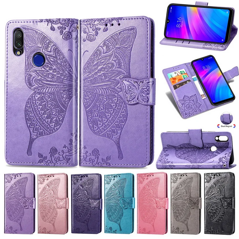 Кожаный чехол с 3d рисунком для Xiaomi Redmi 7 силиконовый накладка подставкой телефона