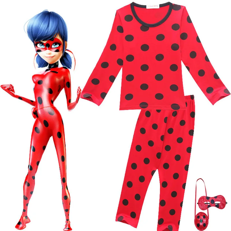 Miraculous Ladybug Cartoon Pijamas Kids Clothes Children Clothing Set