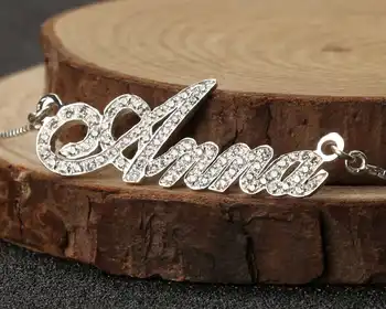 Personalized Women Custom Name Necklace with Full Zircon 925 solid silver Name Pendent Bling Jewelry