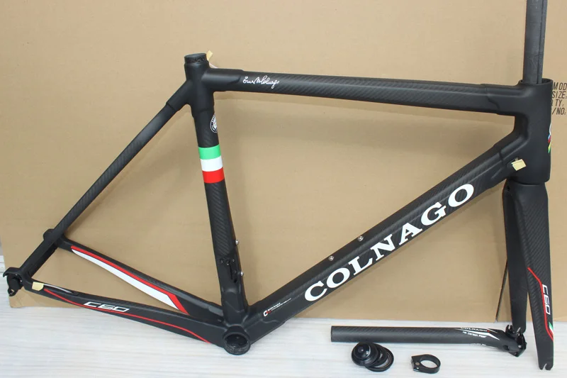 Черная картина белый Colnago C60 дорожный велосипед рама красное углеродное волокно велосипедная Рама+ подседельный штырь+ вилка+ зажим+ гарнитура