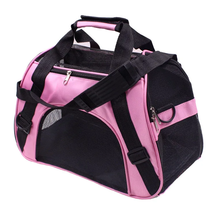 Портативный рюкзак для домашних животных, сумка-мессенджер, сумка-переноска для кошек, собак, переноска для путешествий, плюшевые пакеты, дышащая маленькая сумка для домашних животных, стропы - Цвет: Розовый