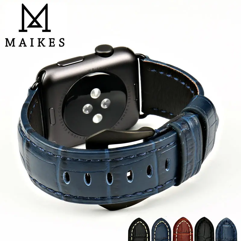 MAIKES watch accessories watchband sapphire blue genuine leather watch strap for Apple Watch Band 38mm 42mm iwatch wristband MAIKES watch accessories watchband sapphire blue genuine leather watch strap for Apple Watch Band 38mm 42mm iwatch wristband