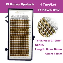Free Shipping W Eyelash Extension 0.15 Thickness 8 10 12 14mm Mink False Eyelash Korea Eye Lash Makeup Tools