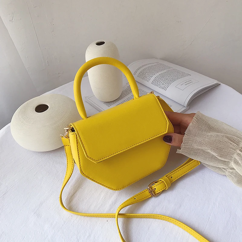 

Luxury Handbags Women Bags Designer Leather Hexagon Shoulder Crossbody Bag White Yellow Bag For Women 2019 Sac A Main