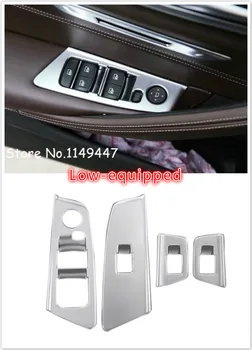 

LHD!!!! For BMW 5 Series G30 2017-2019 ABS Silver Interior Window Lift Switch Button Frame Cover Trim Car Accessories 4PCS