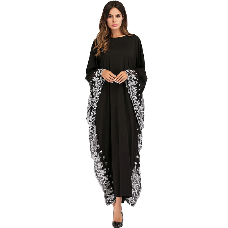 

Vestido 2019 UAE Kaftan Abaya Dubai Indonesia Robe Arab Women Lace Embroidery Muslim Hijab Turkish Islamic Jurken Long Dress