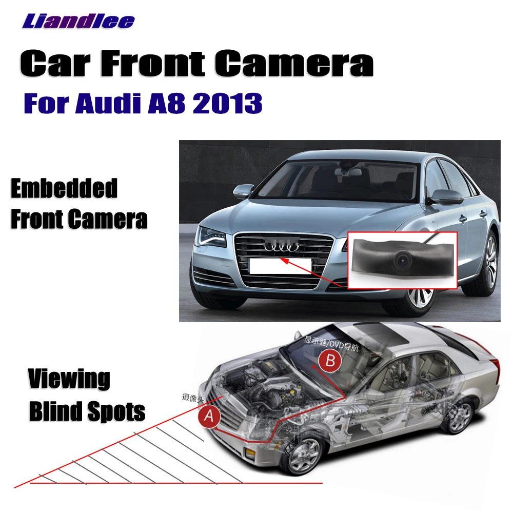 Liandlee камера для Audi A8 2013 автомобильный вид спереди Логотип Встроенная камера 4," ЖК-дисплей монитор экран прикуриватель переключатель