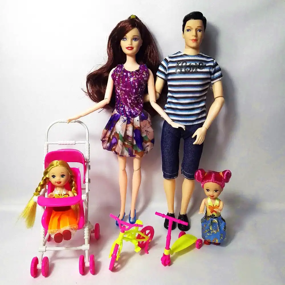 Fashion Doll Girls Toys Family 4 People 