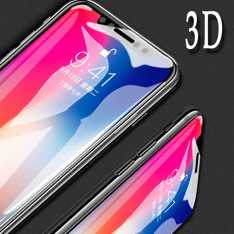 

RZP 3D 9H Screen Protector For iPhone X 10 XS Max XR 6 6S 7 8 Plus Glass Front Full Protective Film For iPhone X Tempered Glass