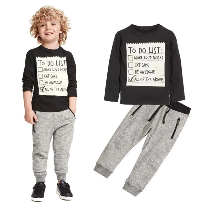

New 2 Pcs Set Leisure Boys Clothes Set T-shirt Tops+Pants Outfits