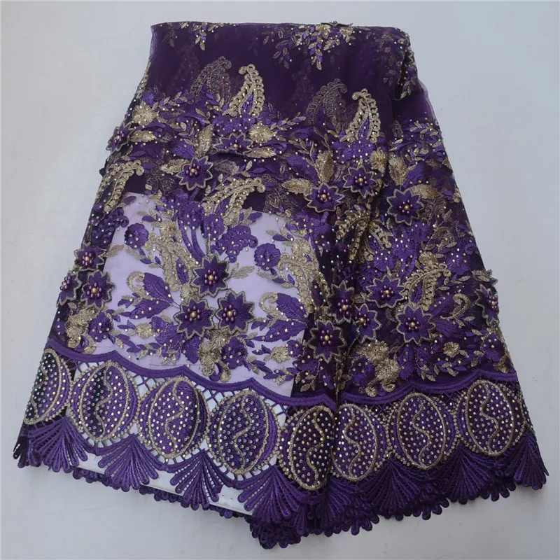 

New lace fabric with stone and bead embroidery, African lace fabric, French lace fabric, wedding lace fabric